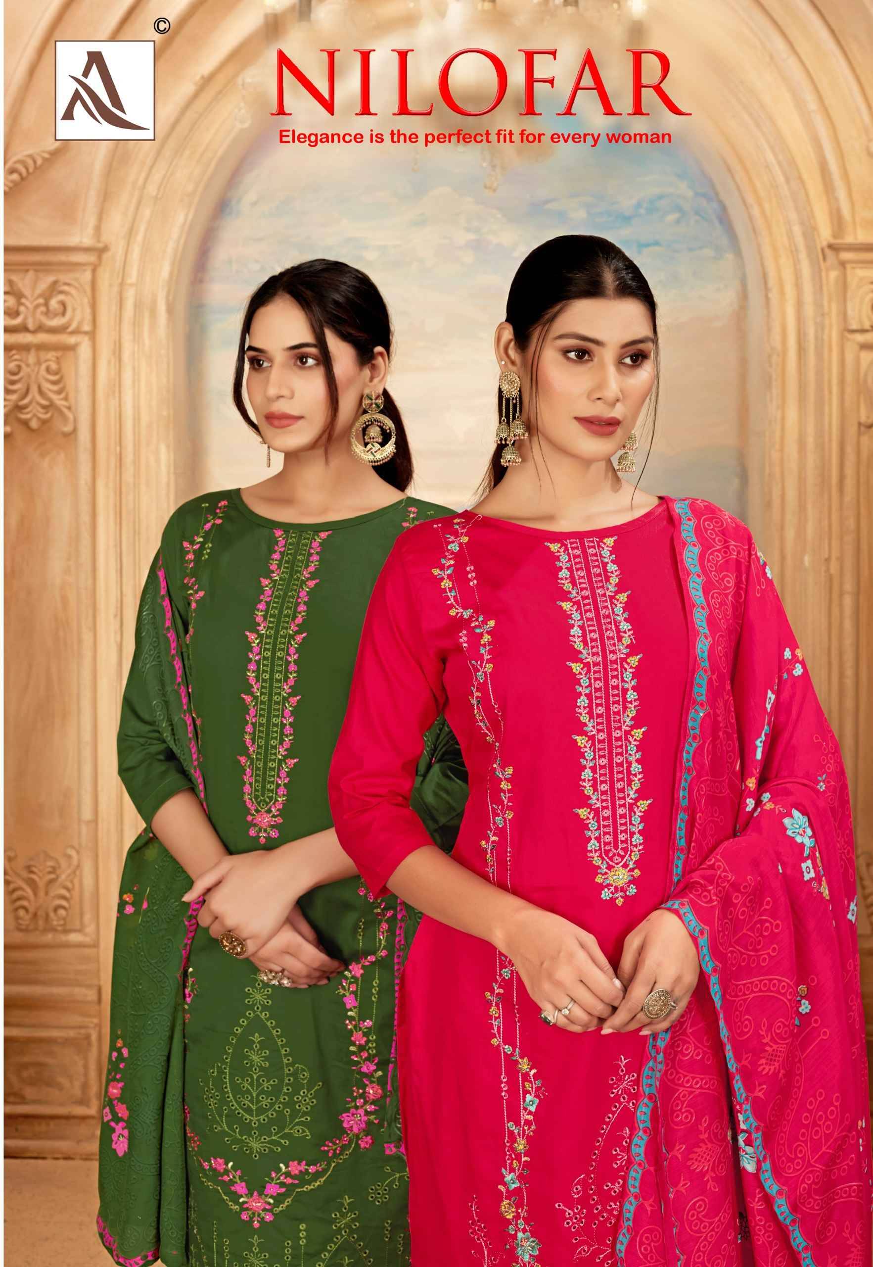 NILOFAR 118 Series By Alok Pakistani Stylish Beautiful Colourful Printed & Embroidered Party Wear & Occasional Wear Pure cotton Dresses At Wholesale Price